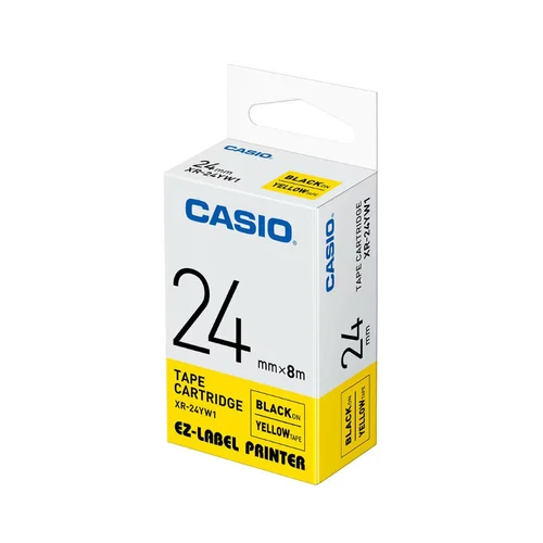 Casio Label 24mm Black on Yellow