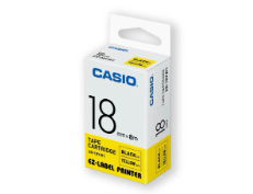 Casio Label 18mm Black on Yellow