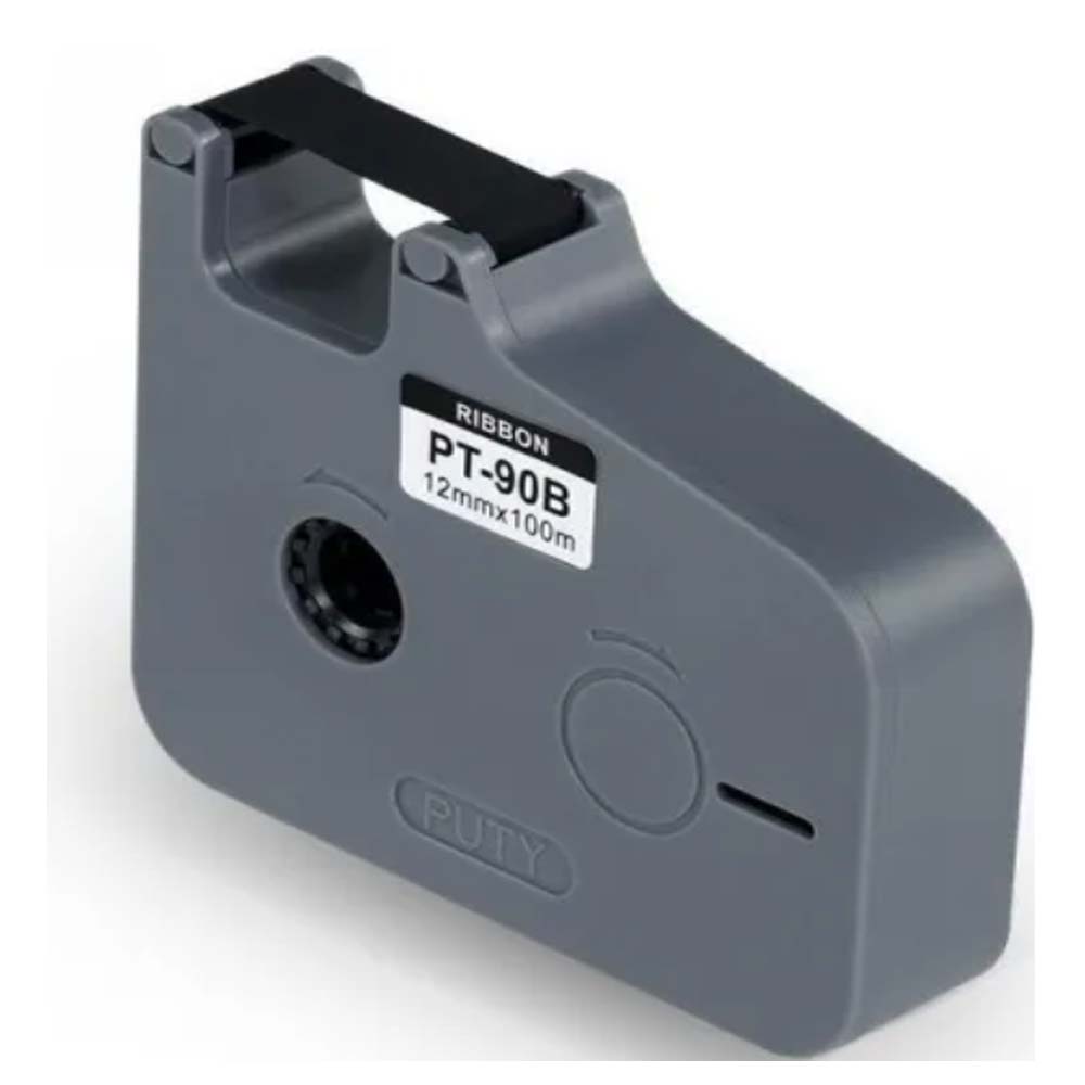 PUTY PT-90B Compatible Label Printer Ribbon – 12mm x 100m Black Ink Ribbon Cassette