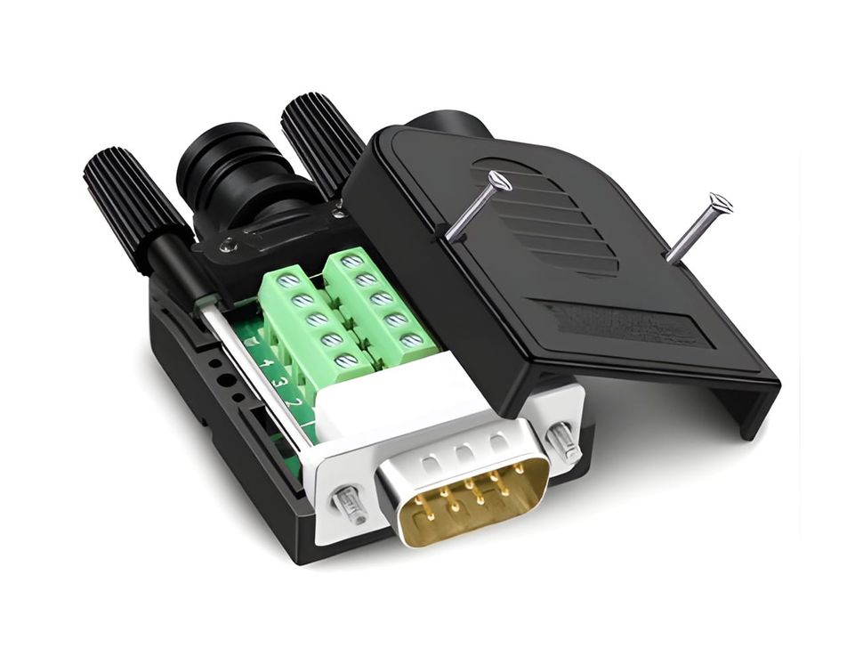 5-Pack DB9 RS232 Serial Male To RJ45 Network Adapters | Modular Connector With Hex Nut