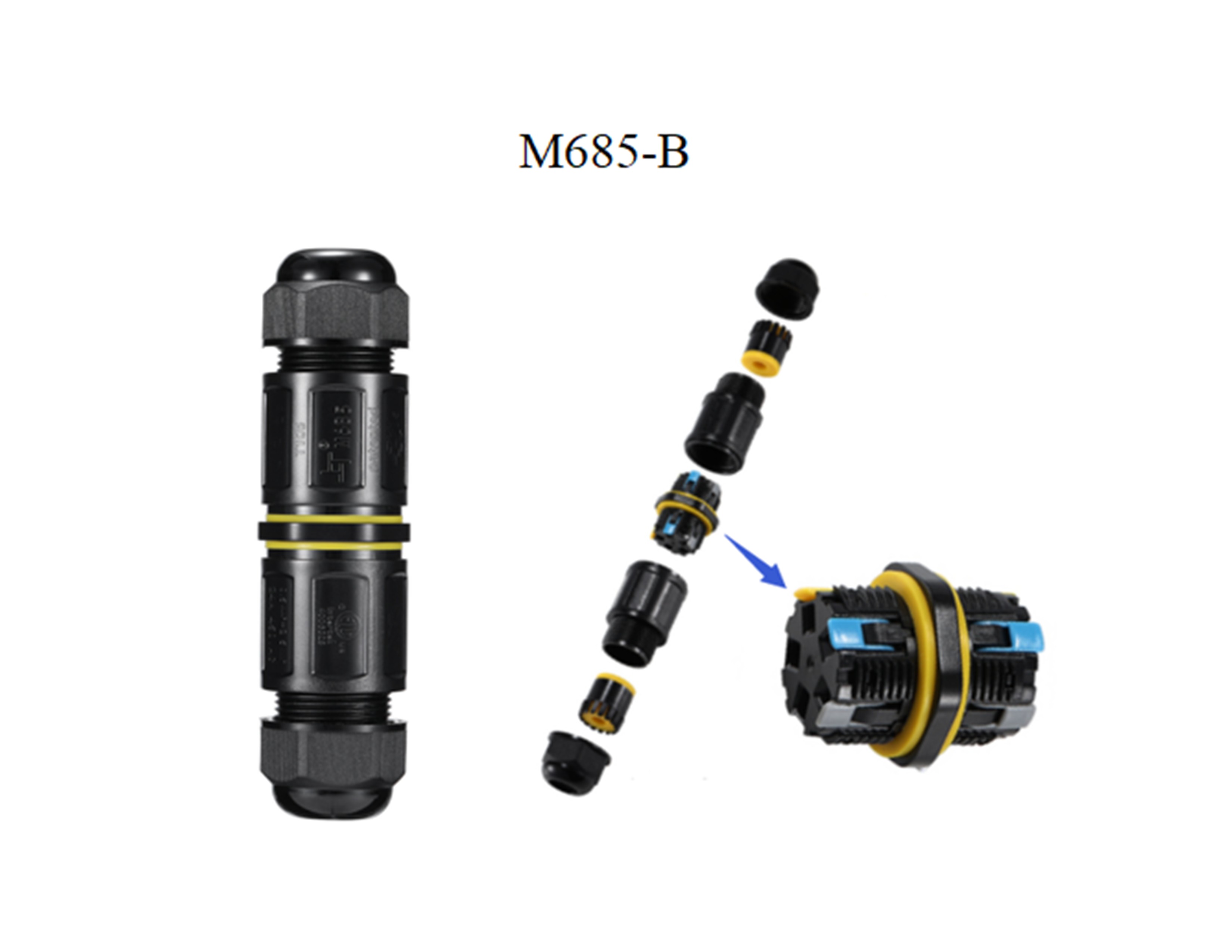 2pin/ 3pin/ 4pin /5pin (screw-less type) IP68 Waterproof Connector M685-B