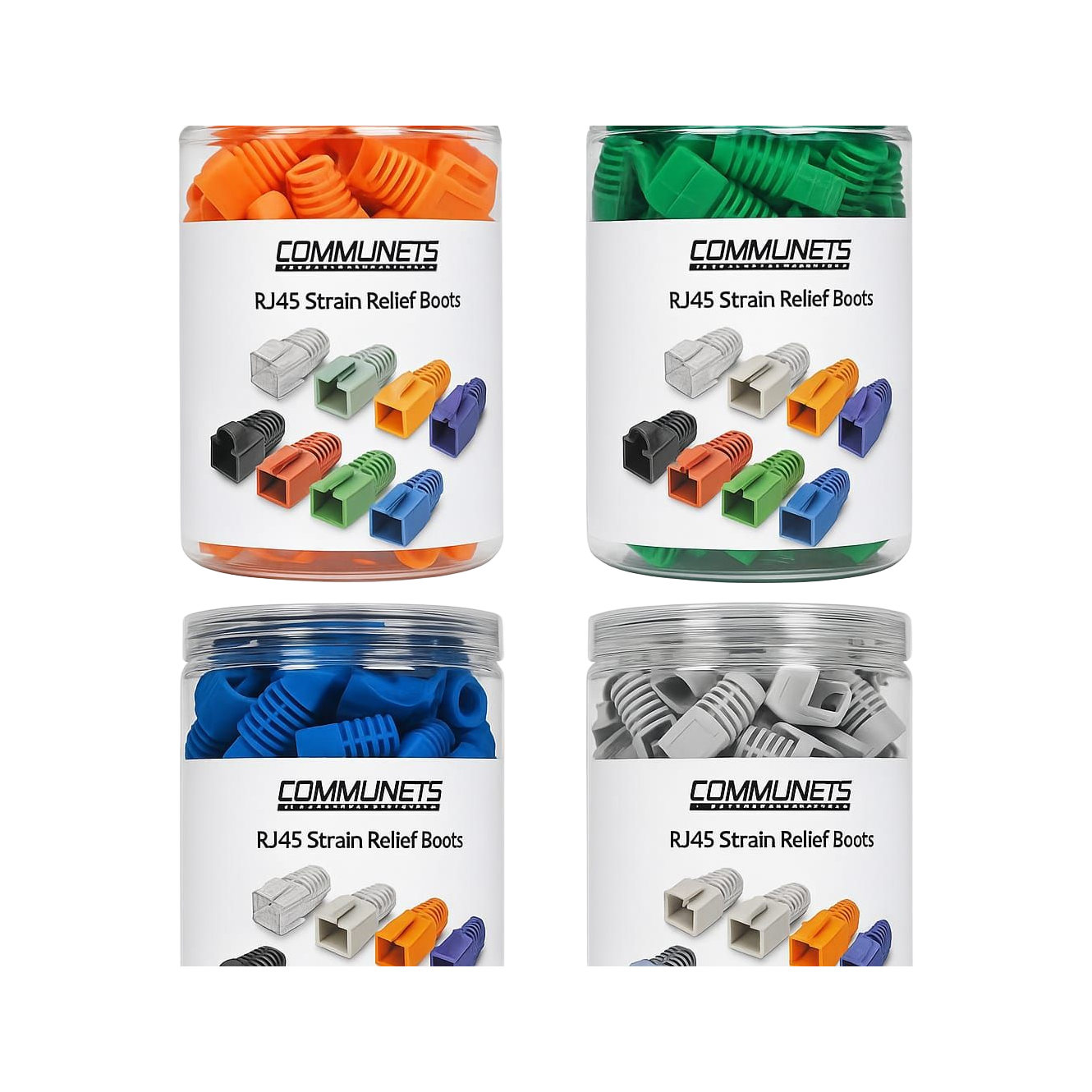 Infast Cat6 RJ45 PVC Connector Boot Orange - Strain Relief, High-Speed Data