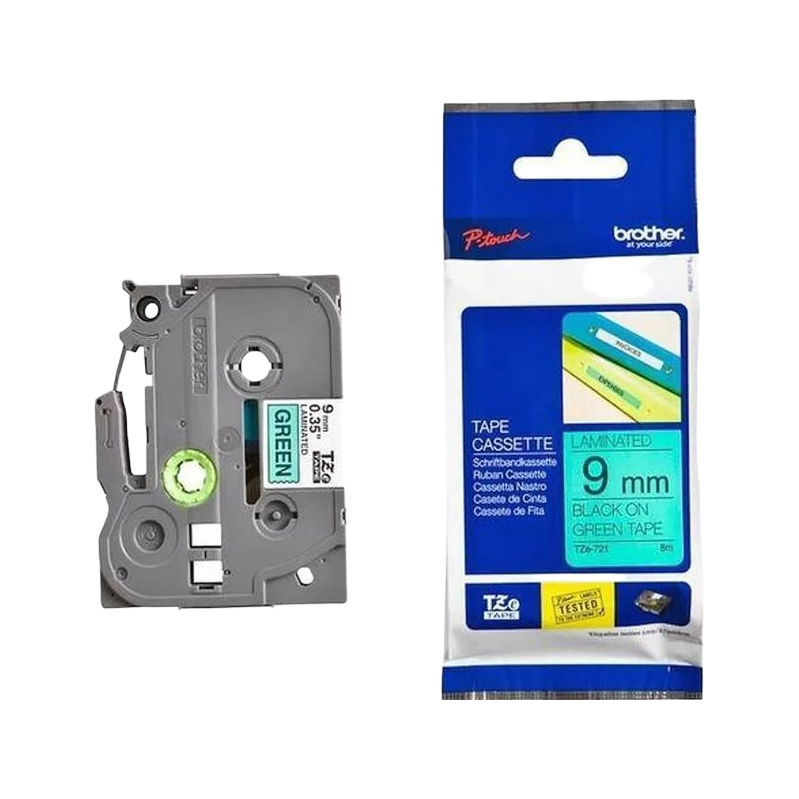 Brother TZe-721 Laminated Tape 3.5mm x 8m - Durable Label Printing for P-touch Printers