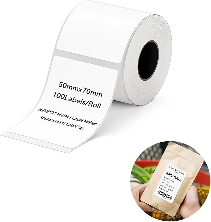 Niimbot Removable 50x70: Niimbot Low-Tack Non-Residue Removable Label (50mm x 70mm)