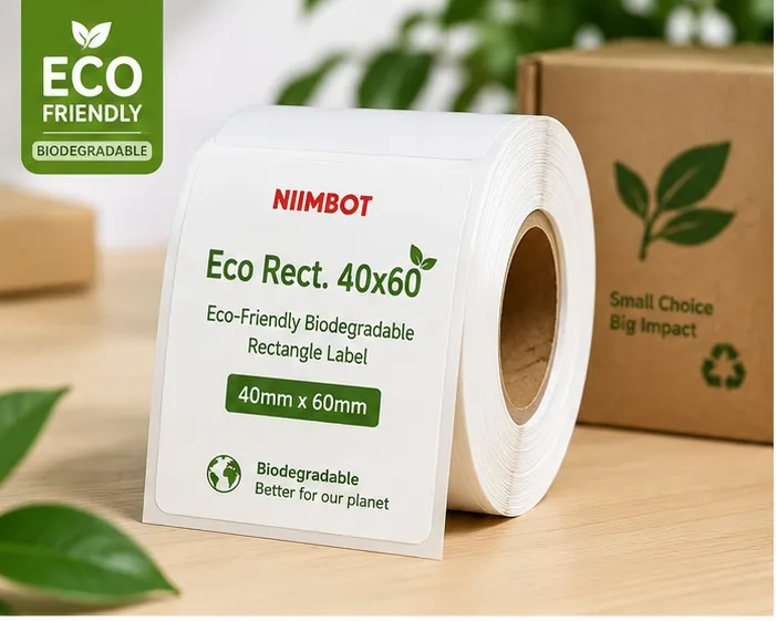 Niimbot Eco Rect. 40x60: Niimbot Eco-Friendly Biodegradable Rectangle Label (40mm x 60mm)