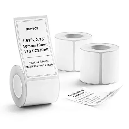 T12*22-250WHT: Niimbot White Label 12x22 – Standard Matte White Mini Label (12mm x 22mm)