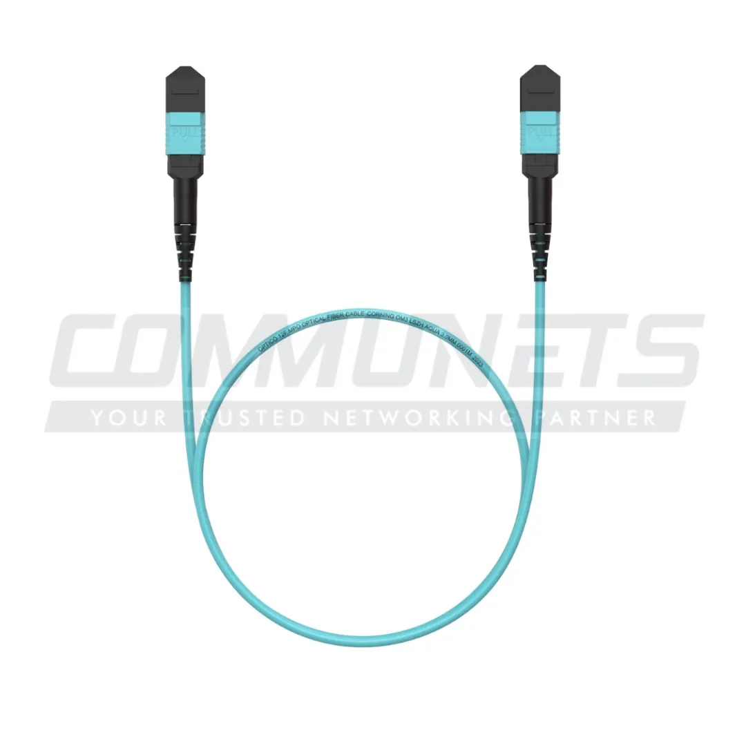 INFAST MPO/UPC(F)-MPO/UPC(F) 12 FIBER OM4 FEMALE TO FEMALE MPO FIBER CABLE 5 MTRS AQUA COLOR